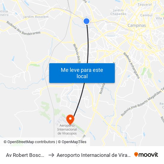 Av Robert Bosch, 20 to Aeroporto Internacional de Viracopos map