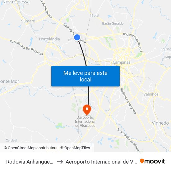 Rodovia Anhanguera, 221 to Aeroporto Internacional de Viracopos map