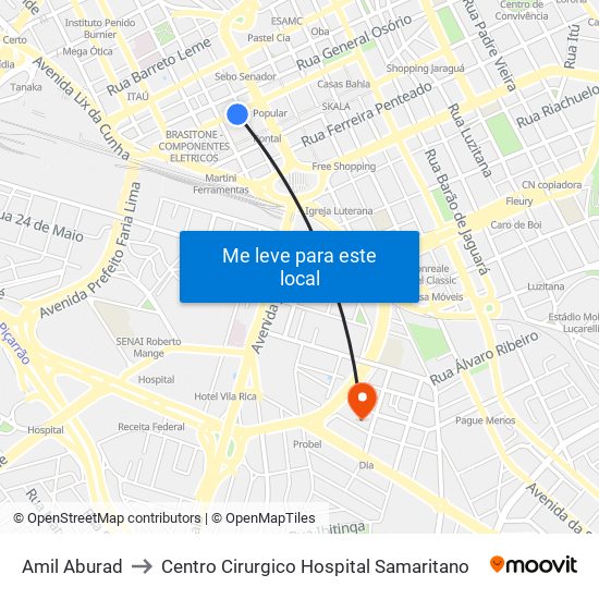 Amil Aburad to Centro Cirurgico Hospital Samaritano map