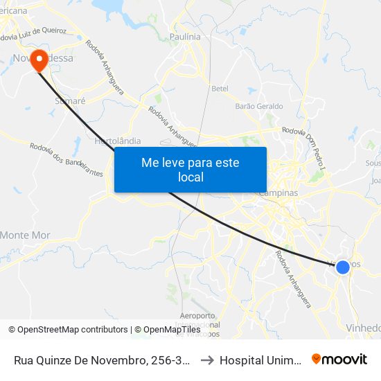 Rua Quinze De Novembro, 256-328 to Hospital Unimed map