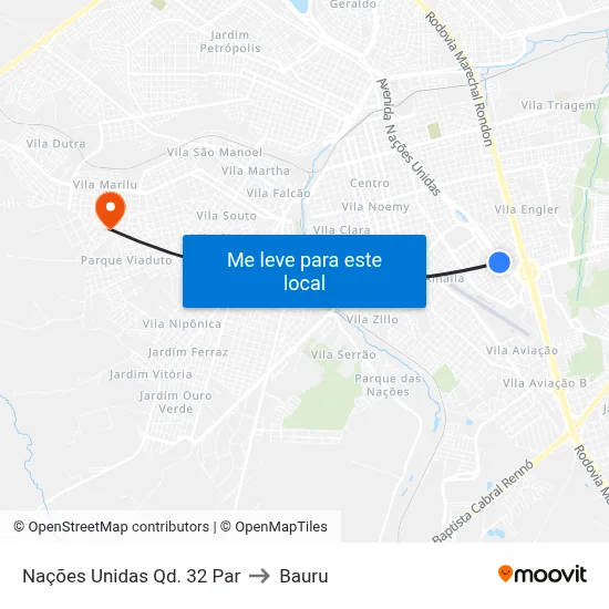 Nações Unidas Qd. 32 Par to Bauru map