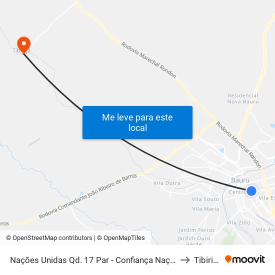 Nações Unidas Qd. 17 Par - Confiança Nações to Tibirica map