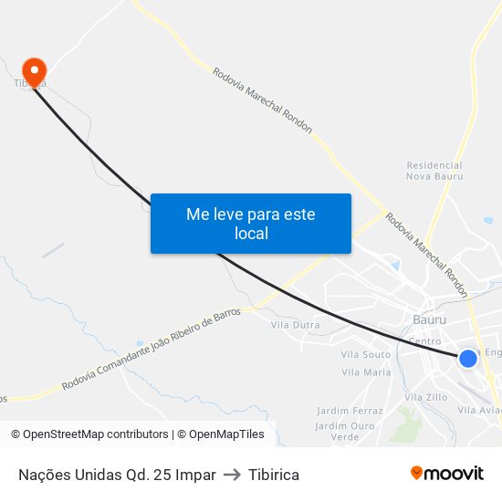 Nações Unidas Qd. 25 Impar to Tibirica map