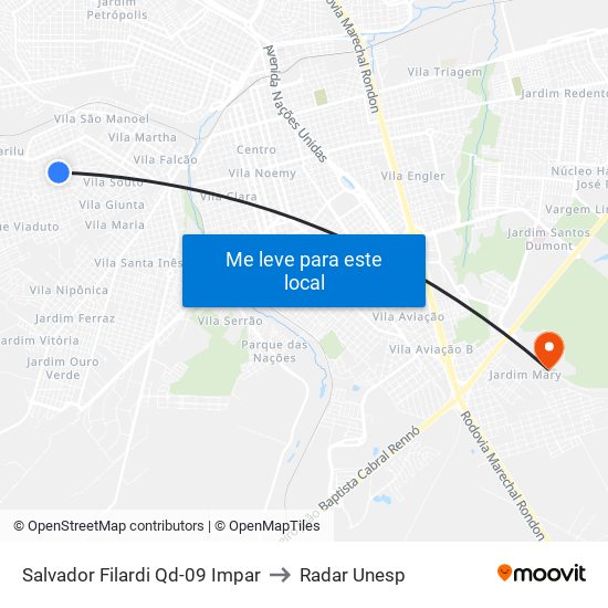 Salvador Filardi Qd-09 Impar to Radar Unesp map