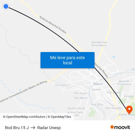 Rod Bru 15 J to Radar Unesp map