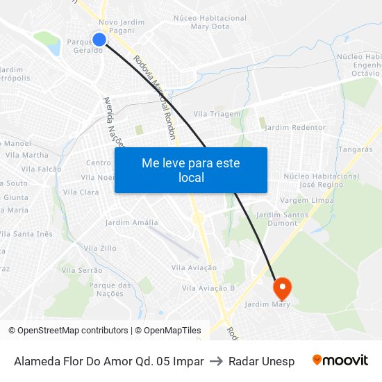 Alameda Flor Do Amor Qd. 05 Impar to Radar Unesp map