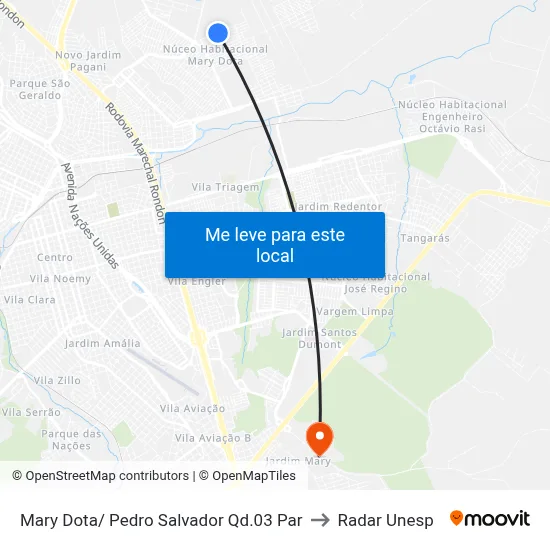 Mary Dota/ Pedro Salvador Qd.03 Par to Radar Unesp map