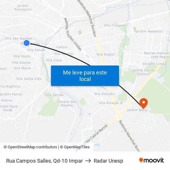 Rua Campos Salles, Qd-10 Impar to Radar Unesp map