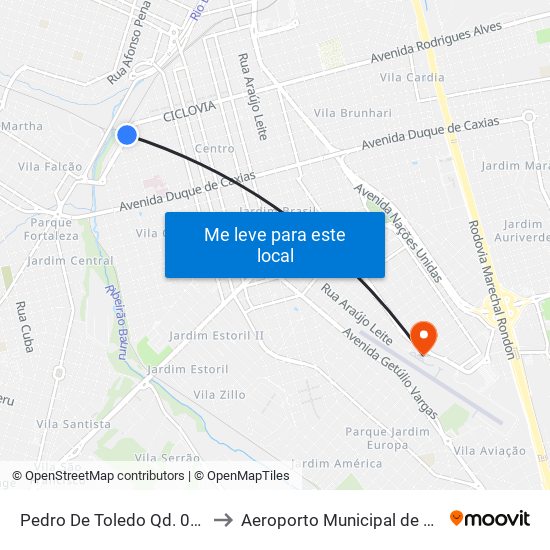 Pedro De Toledo Qd. 02 Par to Aeroporto Municipal de Bauru map