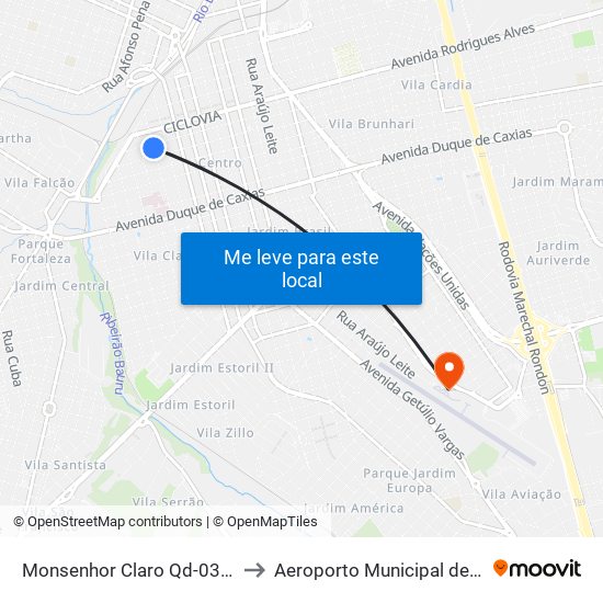 Monsenhor Claro Qd-03 Impar to Aeroporto Municipal de Bauru map