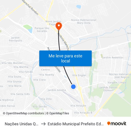 Nações Unidas Qd. 32 Par to Estádio Municipal Prefeito Edmundo Coube map