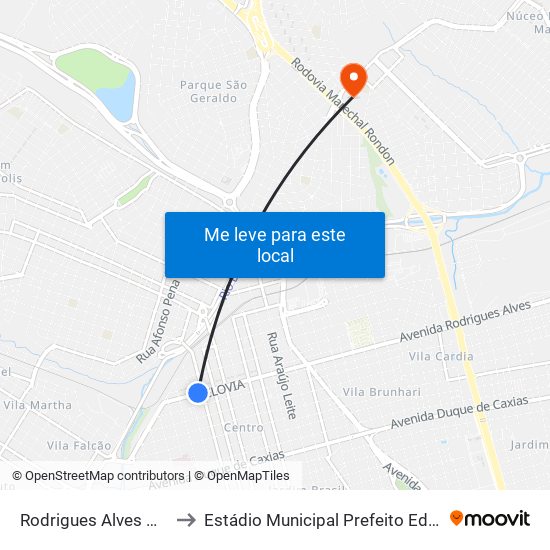 Rodrigues Alves Qd.04 Imp to Estádio Municipal Prefeito Edmundo Coube map