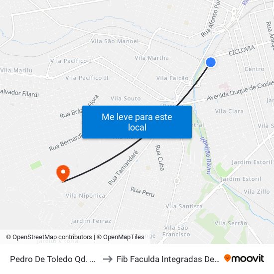 Pedro De Toledo Qd. 02 Par to Fib Faculda Integradas De Bauru map