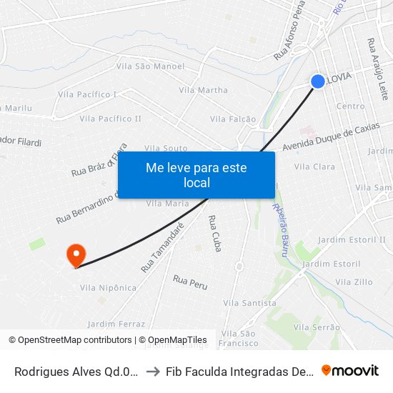 Rodrigues Alves Qd.04 Imp to Fib Faculda Integradas De Bauru map