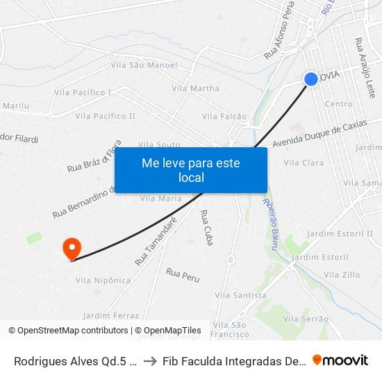 Rodrigues Alves Qd.5 Impar to Fib Faculda Integradas De Bauru map