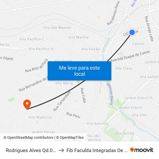 Rodrigues Alves Qd.06 Par to Fib Faculda Integradas De Bauru map