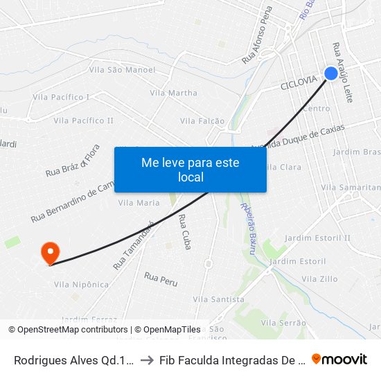 Rodrigues Alves Qd.10 Par to Fib Faculda Integradas De Bauru map