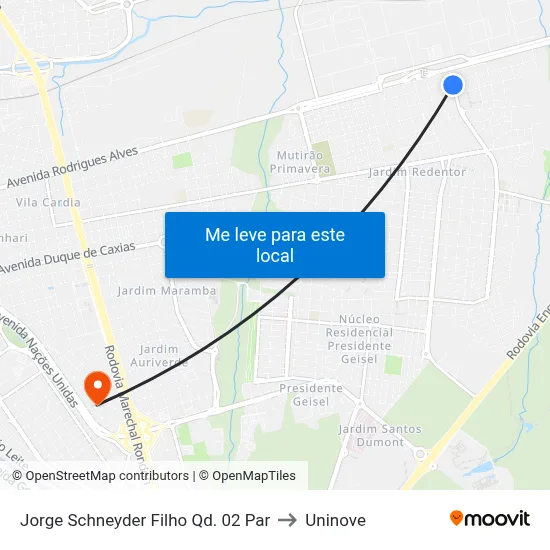 Jorge Schneyder Filho Qd. 02 Par to Uninove map