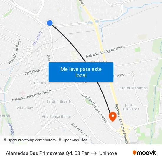 Alamedas Das Primaveras Qd. 03 Par to Uninove map