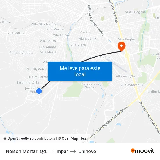 Nelson Mortari Qd. 11 Impar to Uninove map