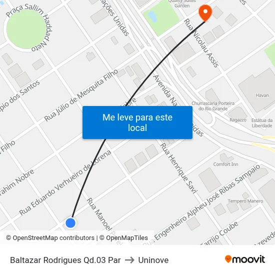 Baltazar Rodrigues Qd.03 Par to Uninove map