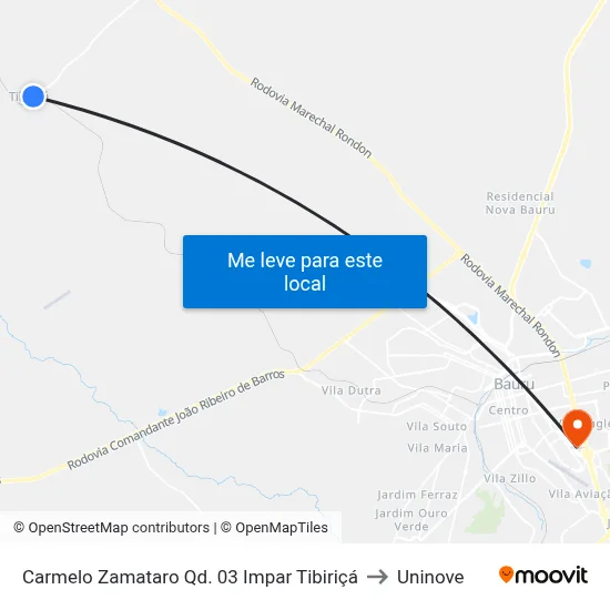 Carmelo Zamataro Qd. 03 Impar Tibiriçá to Uninove map