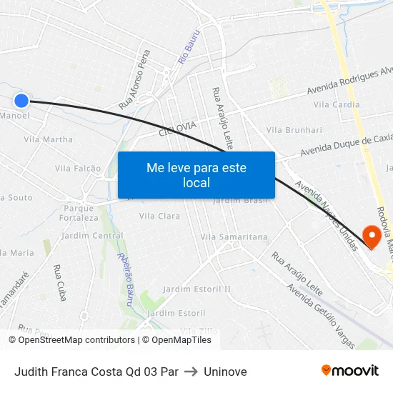 Judith Franca Costa Qd 03 Par to Uninove map