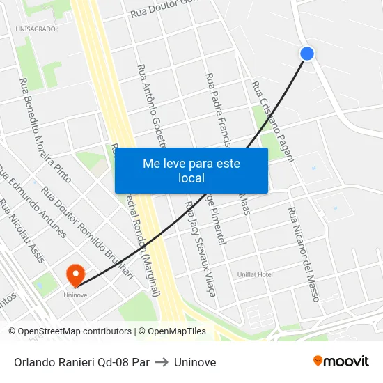 Orlando Ranieri Qd-08 Par to Uninove map