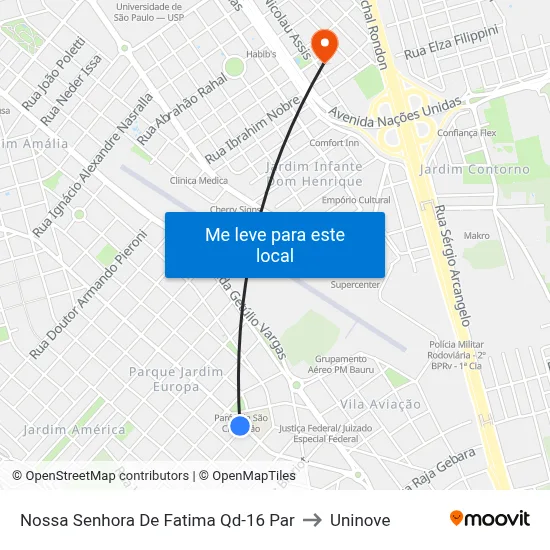 Nossa Senhora De Fatima Qd-16 Par to Uninove map