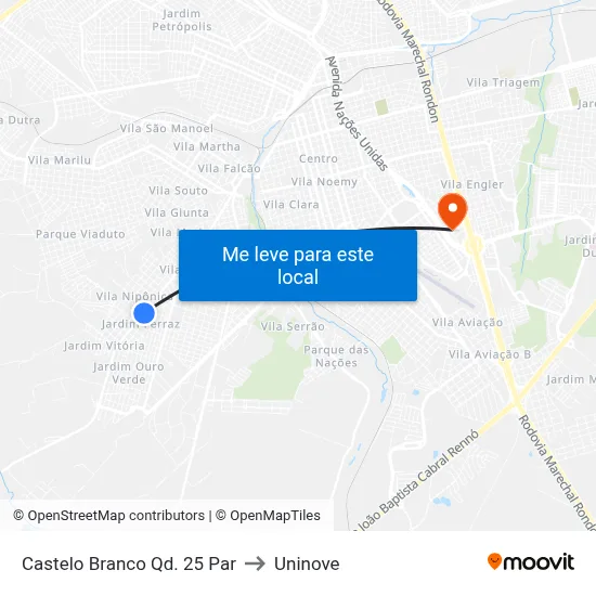 Castelo Branco Qd. 25 Par to Uninove map