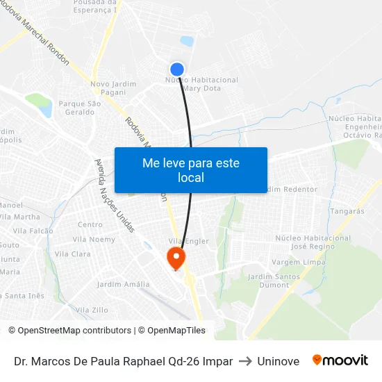 Dr. Marcos De Paula Raphael Qd-26 Impar to Uninove map
