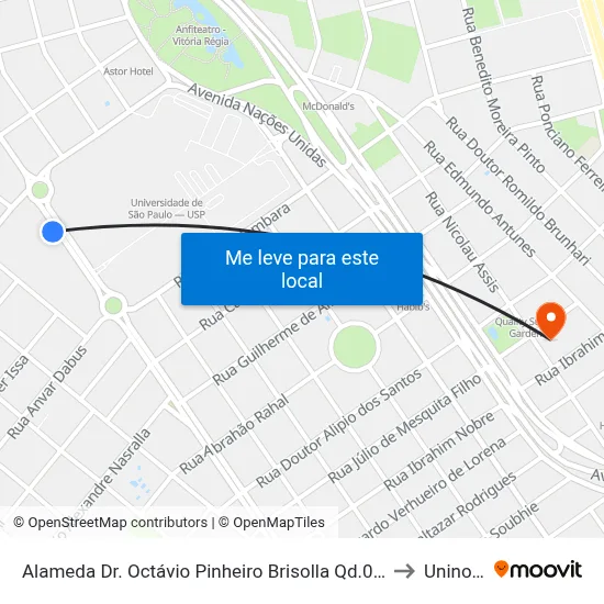 Alameda Dr. Octávio Pinheiro Brisolla Qd.08 Par to Uninove map