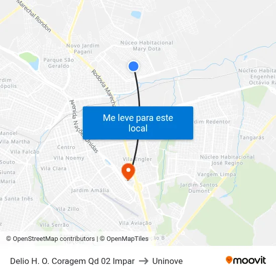 Delio H. O. Coragem Qd 02 Impar to Uninove map