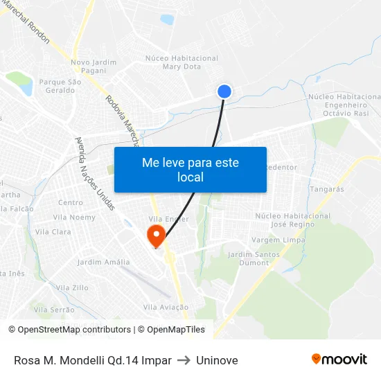 Rosa M. Mondelli Qd.14 Impar to Uninove map