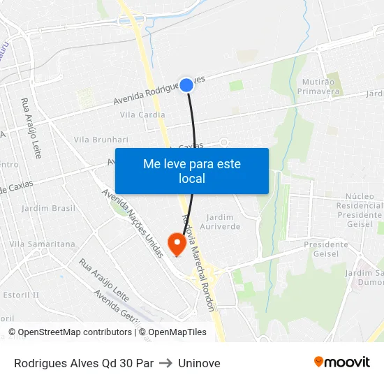 Rodrigues Alves Qd 30 Par to Uninove map