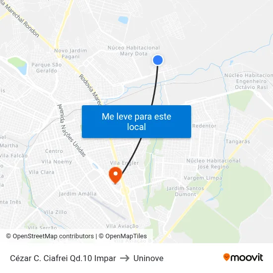 Cézar C. Ciafrei Qd.10 Impar to Uninove map