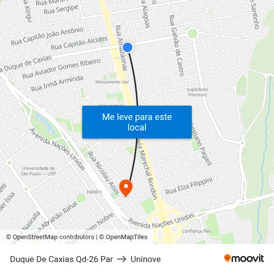 Duque De Caxias Qd-26 Par to Uninove map