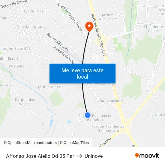 Affonso Jose Aiello Qd-05 Par to Uninove map
