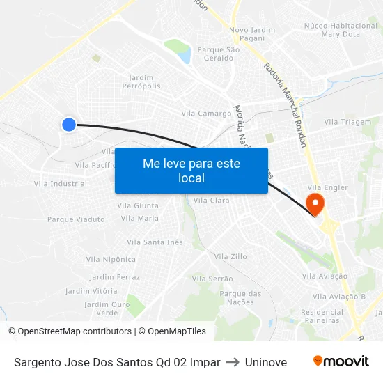 Sargento Jose Dos Santos Qd 02 Impar to Uninove map