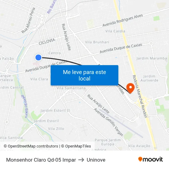 Monsenhor Claro Qd-05 Impar to Uninove map