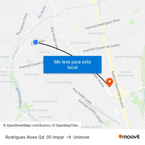 Rodrigues Alves Qd. 05 Impar to Uninove map
