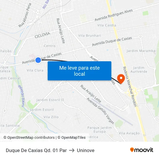 Duque De Caxias Qd. 01 Par to Uninove map