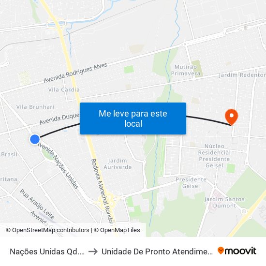 Nações Unidas Qd. 20 Par to Unidade De Pronto Atendimento Geisel map