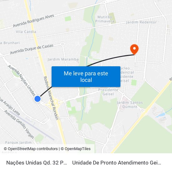 Nações Unidas Qd. 32 Par to Unidade De Pronto Atendimento Geisel map