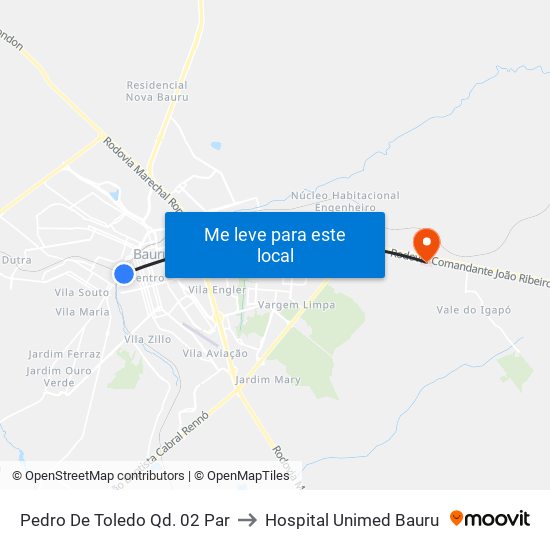 Pedro De Toledo Qd. 02 Par to Hospital Unimed Bauru map