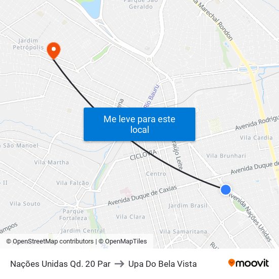 Nações Unidas Qd. 20 Par to Upa Do Bela Vista map