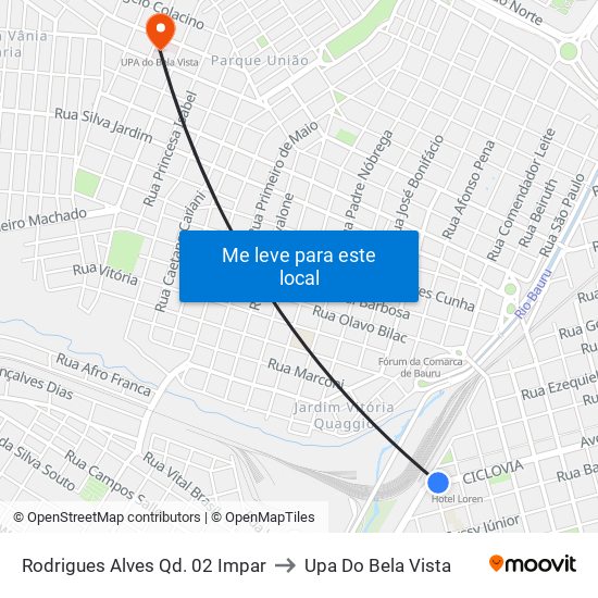 Rodrigues Alves Qd. 02 Impar to Upa Do Bela Vista map