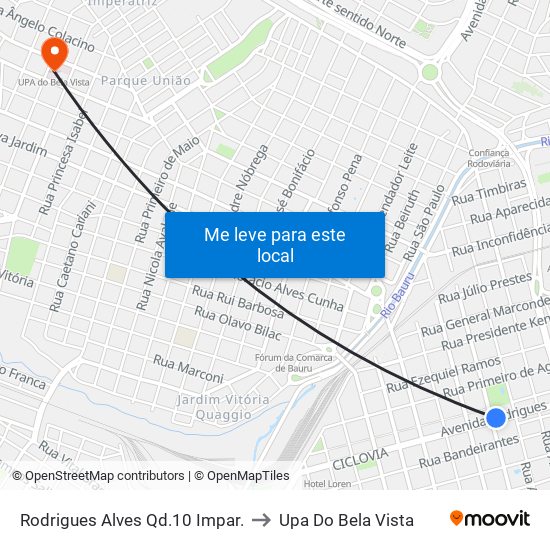 Rodrigues Alves Qd.10 Impar. to Upa Do Bela Vista map