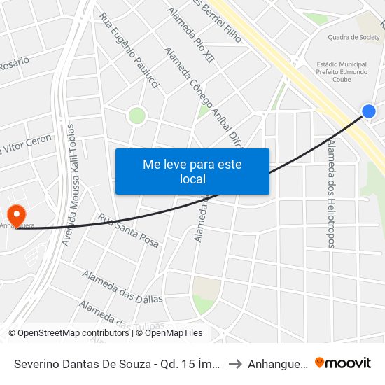 Severino Dantas De Souza - Qd. 15 Ímpar to Anhanguera map