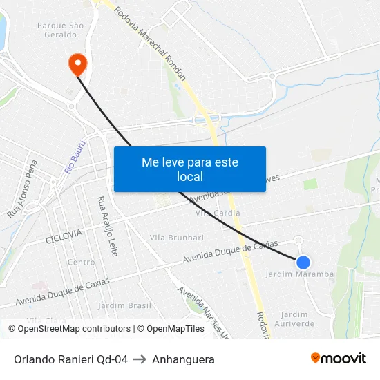 Orlando Ranieri Qd-04 to Anhanguera map